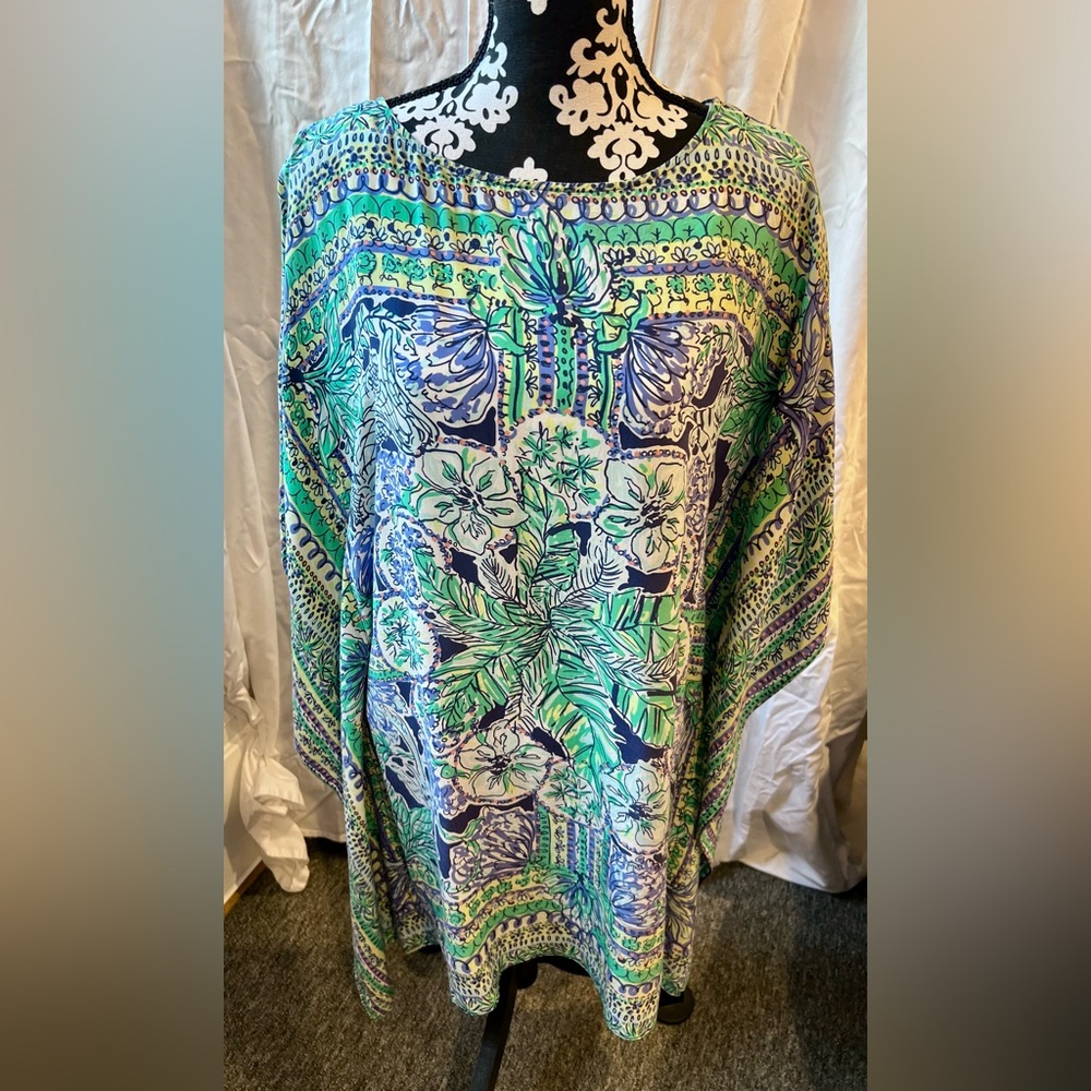 Lilly Pulitzer Green and Blue Floral Midi Dress
